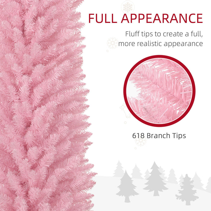 8FT Pink Pencil Artificial Christmas Tree — 618 Tips, Slim Space - Saving, Plastic Stand - Monsta Online