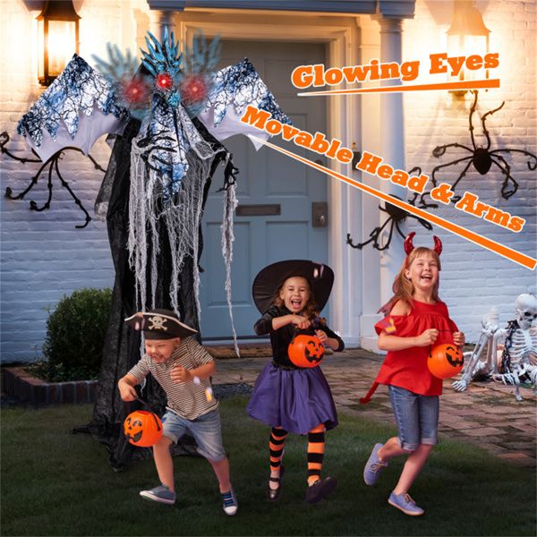 6ft Sound - Activated Halloween Animatronic Dragon Ghost – Roaring Sound, Posable Wings and Light - Up Eyes - Monsta Online