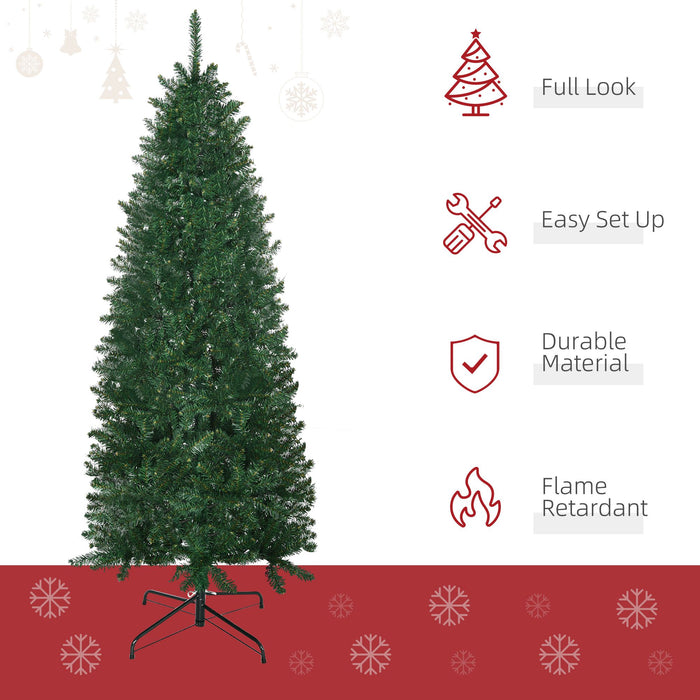 6FT Slim Artificial Christmas Tree — 583 Tips, Unlit, Full Realistic Branches, Collapsible Metal Base - Monsta Online