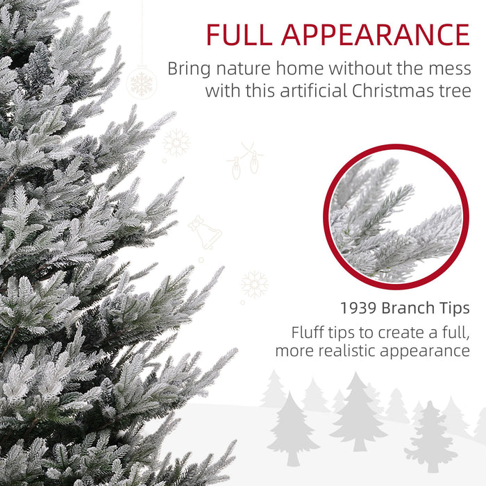 9FT Snow Flocked Artificial Christmas Tree — 1939 Tips, Unlit, Auto - Open Hinged, Nordic Pine, Steel Base - Monsta Online