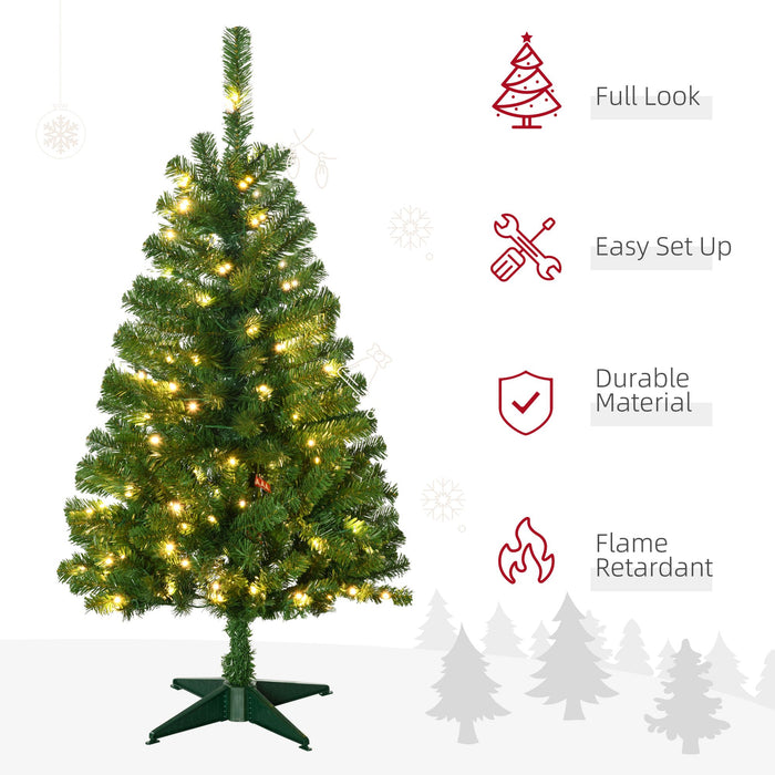 4FT Pre - Lit Artificial Christmas Tree — 100 LEDs, 208 Tips, Auto - Open, 3 Light Modes, Warm White or Multi - Color - Monsta Online