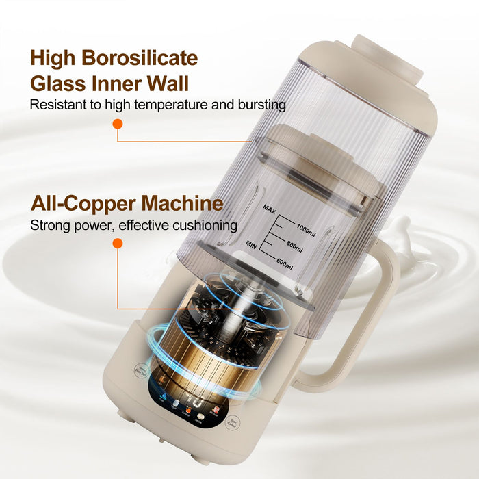 Quiet Almond Milk Maker 35oz with 8 Blades and Easy Clean - Monsta Online