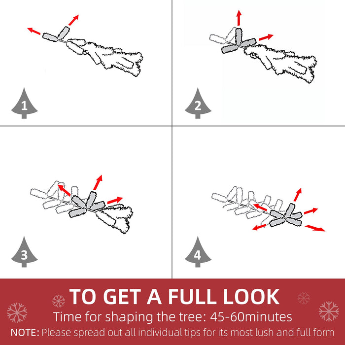 9FT Flocked Artificial Christmas Tree — 1159 Snow Pine Tips, Unlit, Auto - Open, Realistic, Metal Base - Monsta Online