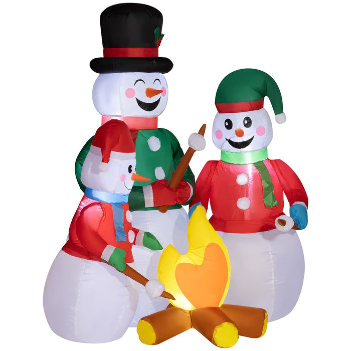 5FT Prelit Inflatable Snowman Family Roasting Marshmallows with LED Lights - Outdoor Christmas Decoration - Monsta Online