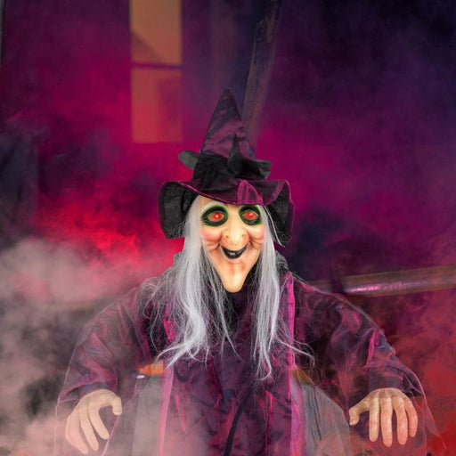 5.9ft Sound - Activated Hanging Witch with Light - Up Eyes and Creepy Voice - Monsta Online
