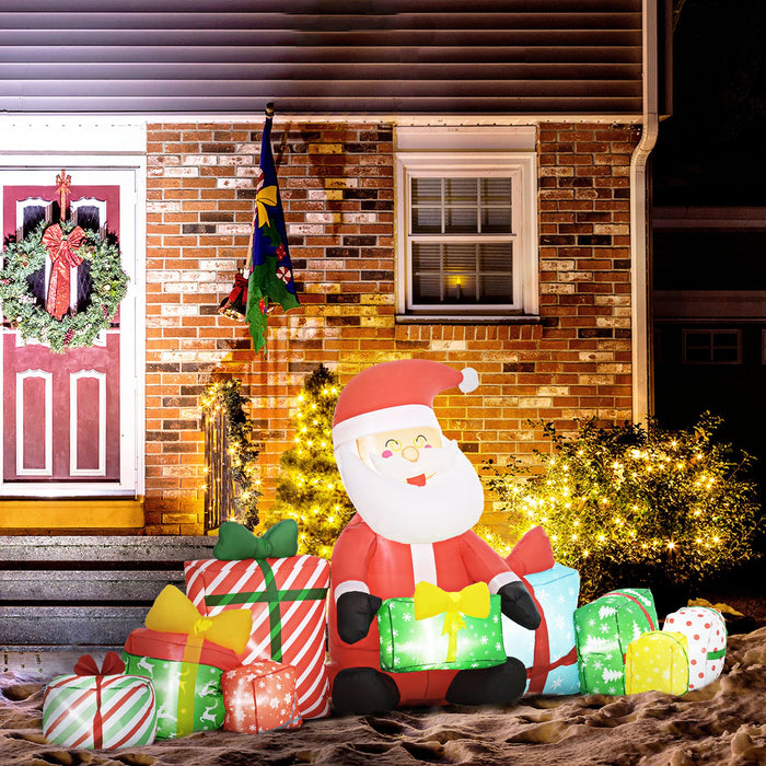 4.4FT Prelit Inflatable Santa Claus with Gift Boxes and LED Lights - Outdoor Christmas Decoration - Monsta Online