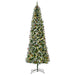 9FT Slim Snow Flocked Pre - Lit Artificial Christmas Tree — 460 Warm White LEDs, 1298 Tips, Pine Cones, Berries - Monsta Online