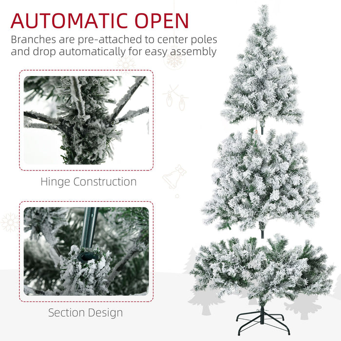 7.5FT Snow Flocked Pre - Lit Artificial Christmas Tree — 550 Dual - Color LEDs, 7 Modes, 1149 Tips, Auto - Open - Monsta Online