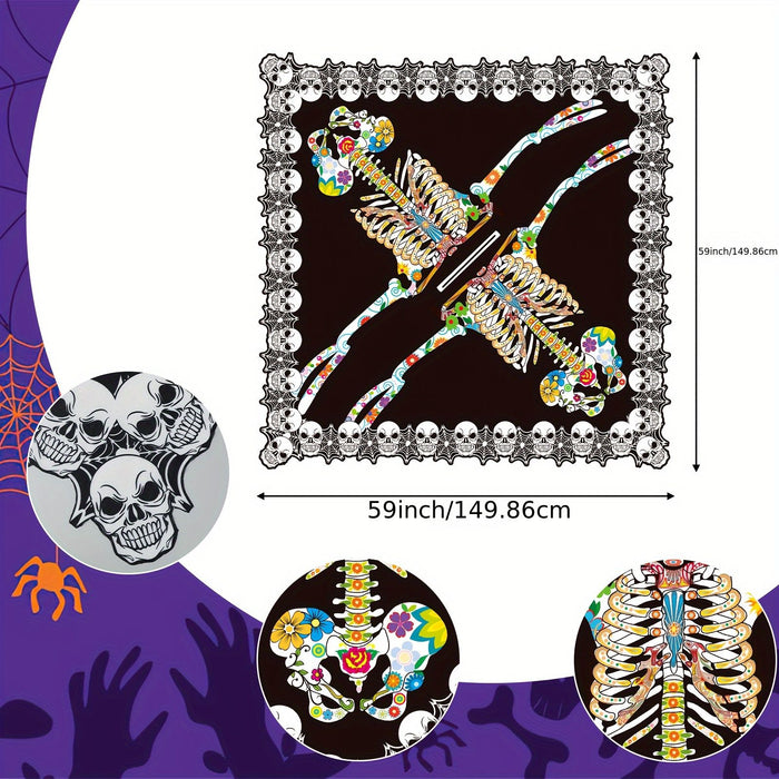 Halloween Lace Skeleton Poncho Costume – Women’s Day of the Dead Costume Cover Up - Monsta Online
