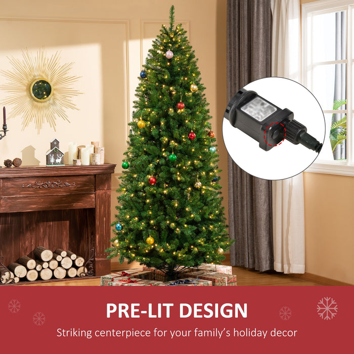 7.5FT Slim Pre - Lit Artificial Christmas Tree — 450 Warm White LEDs, 8 Modes, 1146 Tips, Foldable Base - Monsta Online