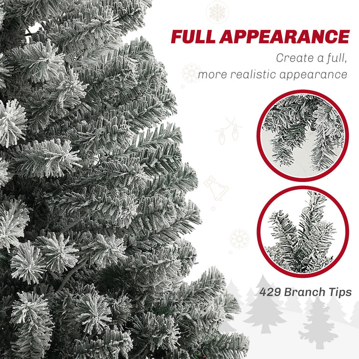 9FT Pre - Lit Flocked Pencil Christmas Tree — 895 Tips, Dual Color 310 LEDs, Remote Control, Metal Stand - Monsta Online