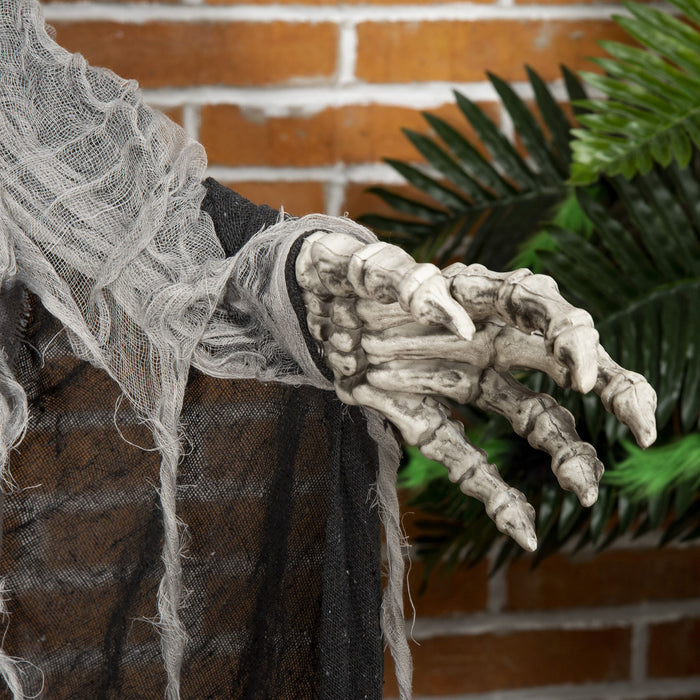 6ft Halloween Animatronic Skeleton Witch – Sound Activated with Light - Up Eyes, Glowing Chest and Creepy Chain Howls - Monsta Online