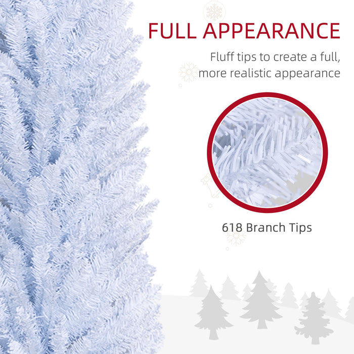 8FT White Pencil Artificial Christmas Tree — 618 Tips, Slim Space - Saving, Plastic Stand, Unlit - Monsta Online
