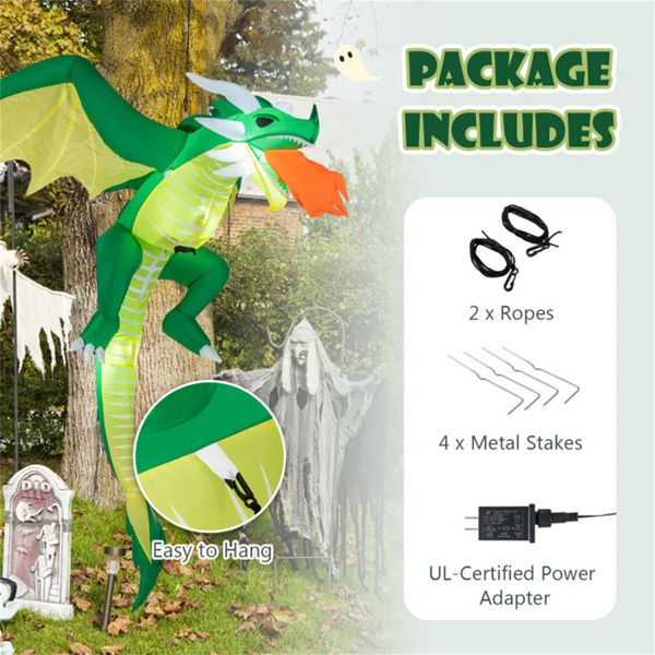 5FT Halloween Inflatable Fire - Breathing Dragon with LED Lights - Monsta Online