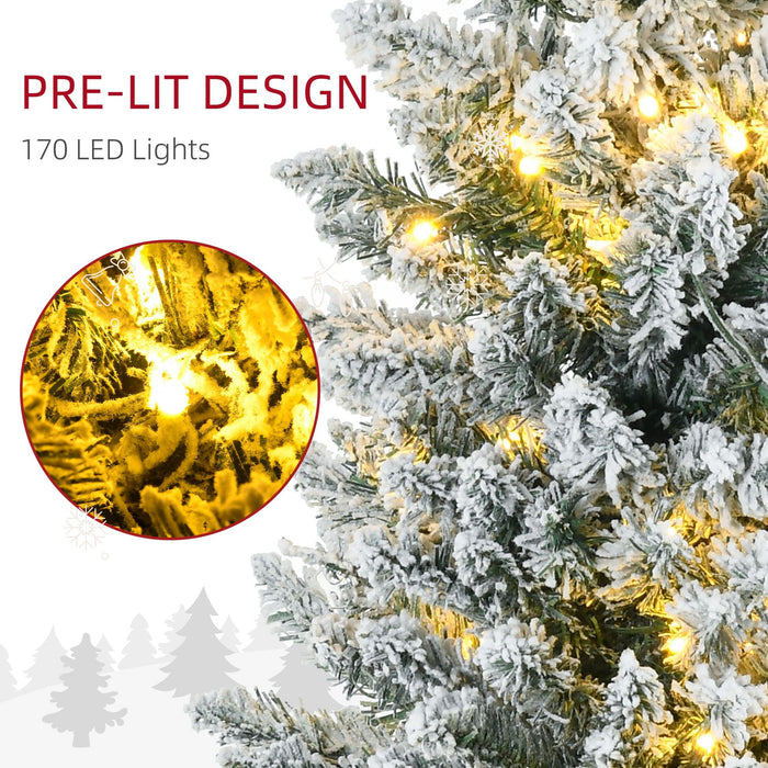 6FT Pencil Pre - Lit Artificial Christmas Tree — 170 Warm White LEDs, 390 Tips, Slim, Green - Monsta Online
