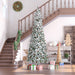 9FT Flocked Pencil Artificial Christmas Tree — 1350 Tips, Snow, Pinecones, Berries, Unlit, Auto - Open - Monsta Online