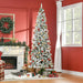 7.5FT Flocked Pencil Artificial Christmas Tree — 950 Tips, Snow, Pinecones, Berries, Unlit, Auto - Open - Monsta Online