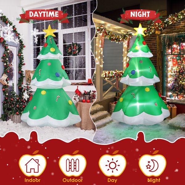 6.9FT Prelit Inflatable Christmas Tree with Star Topper and LED Lights - Outdoor Christmas Decoration - Monsta Online