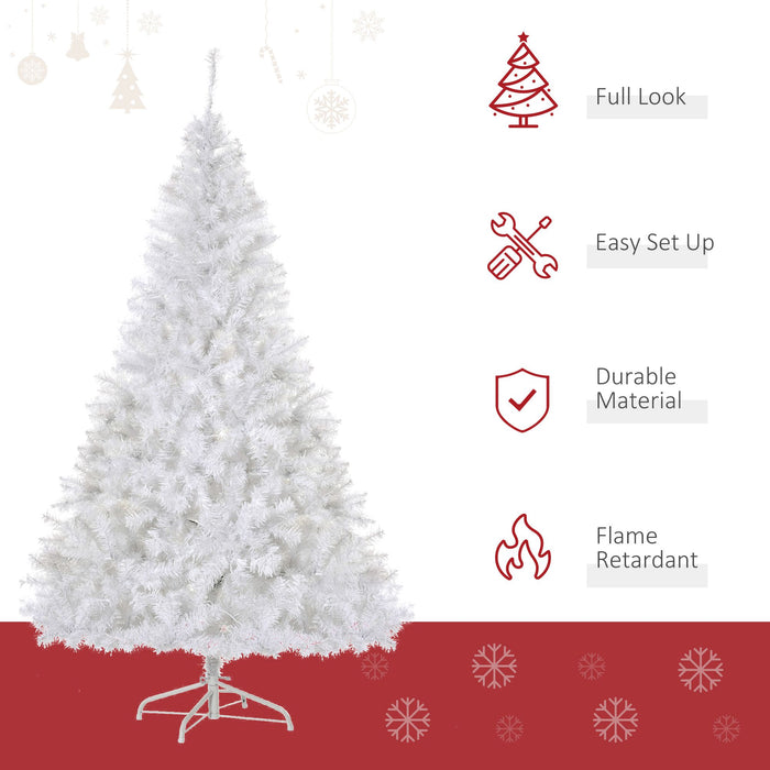 6FT Pre - Lit White Artificial Christmas Tree — 1000 Tips, 250 Warm White LEDs, Metal Stand - Monsta Online