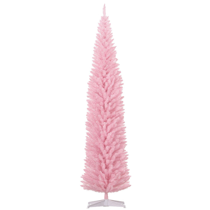 8FT Pink Pencil Artificial Christmas Tree — 618 Tips, Slim Space - Saving, Plastic Stand - Monsta Online