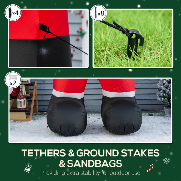 8FT Prelit Inflatable Santa Claus with Candy Cane and LED Lights - Outdoor Christmas Decoration - Monsta Online