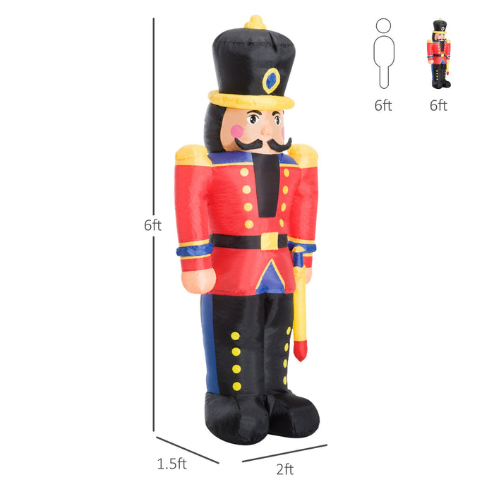6FT Prelit Inflatable Nutcracker Toy Soldier with LED Lights - Outdoor Christmas Decoration - Monsta Online