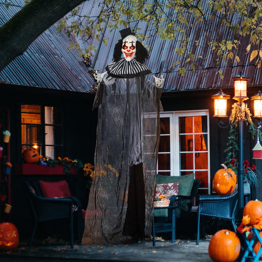 6ft Sound Activated Halloween Animatronic Clown – Shaking Body, Creepy Sounds and Glowing Red Eyes - Monsta Online