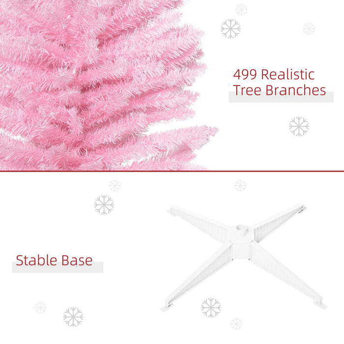 7FT Pink Pencil Artificial Christmas Tree — 499 Tips, Unlit, Slim Space - Saving, Realistic, Plastic Base - Monsta Online