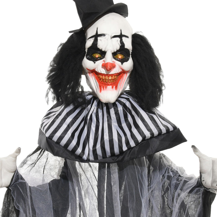 6ft Sound Activated Halloween Animatronic Clown – Shaking Body, Creepy Sounds and Glowing Red Eyes - Monsta Online