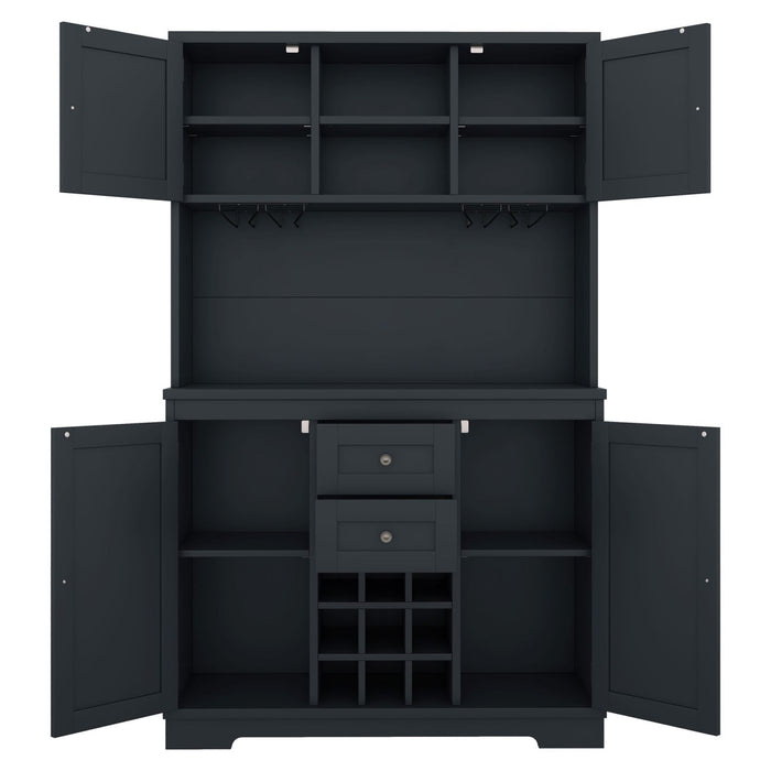 Farmhouse Coffee Bar Cabinet with Wine Storage & Drawers for Kitchen - Monsta Online