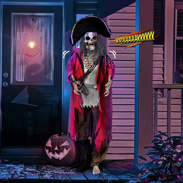 6.3ft Animatronic Halloween Pirate – Motion and Sound Activated with Shaking Head and Creepy Talking - Monsta Online