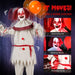5.7ft Sound - Activated Halloween Animatronic Clown with Balloon – Creepy Talking with Red Eyes and Shaking Head - Monsta Online
