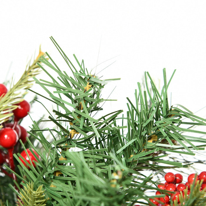 2FT Pre - Lit Artificial Christmas Tree 2 - Pack — 24 Warm White LEDs, Cordless, Red Berries, Pine Cones - Monsta Online