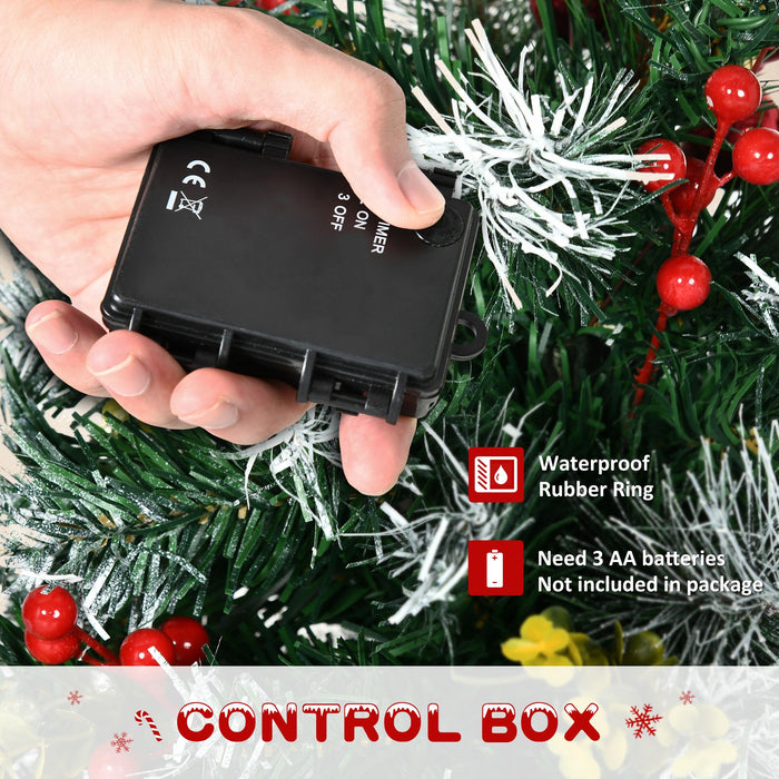 2FT Pre - Lit Artificial Christmas Tree 2 - Pack — 24 LED Lights, Berries, Pinecones, Cordless, Outdoor/Indoor - Monsta Online