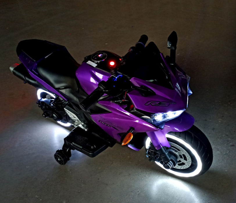 12V Ride - On Kids Electric Motorcycle with Throttle and Lighted Training Wheels - Monsta Online