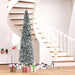 9FT Snow Flocked Slim Pencil Artificial Christmas Tree — 1014 Tips, Unlit, Hinged, Foldable Steel Base - Monsta Online
