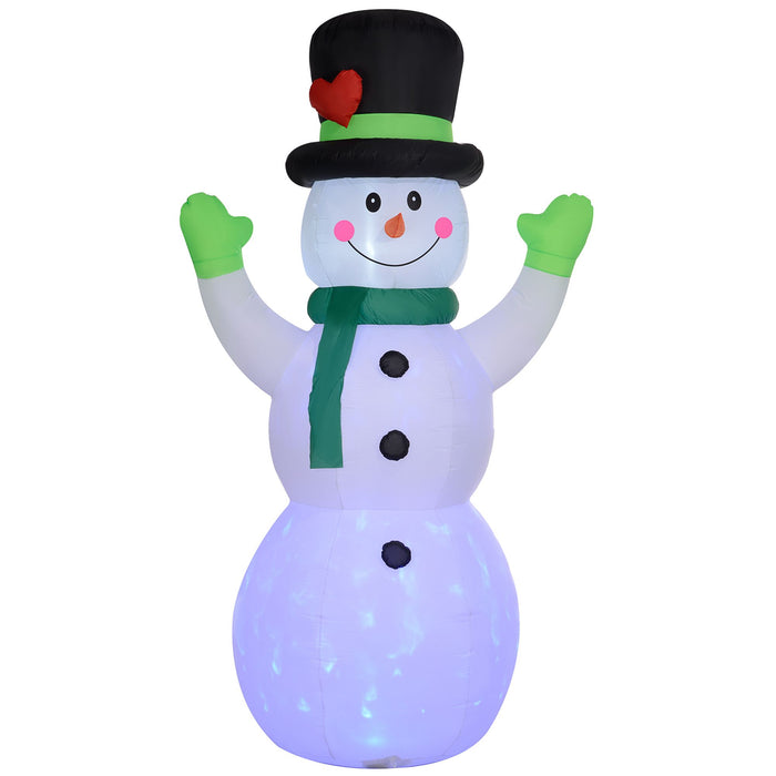 10FT Prelit Inflatable Cheerful Snowman with Black Hat and Rotating LED Lights - Outdoor Christmas Decoration - Monsta Online