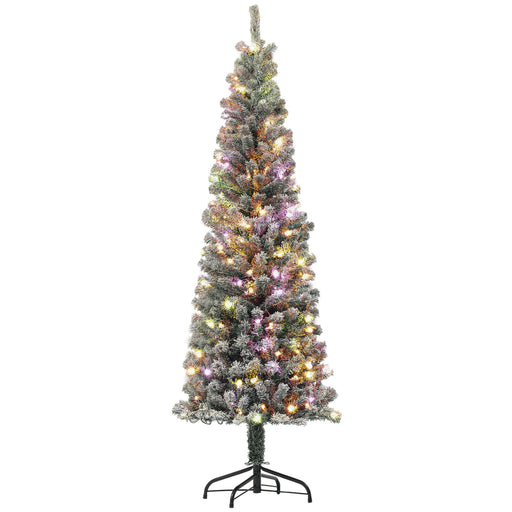 6FT Snow Flocked Pencil Pre - Lit Artificial Christmas Tree — 170 Dual - Color LEDs, 11 Modes, Remote, 429 Tips - Monsta Online