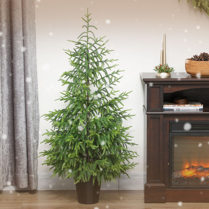 Set of 2 - 4FT Norfolk Pine Artificial Christmas Trees — 133 Molded Tips, Unlit, Tabletop, Pot Base - Monsta Online