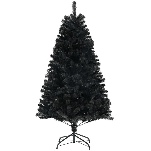 6FT Black Artificial Christmas Tree — 1000 Tips, Unlit, Auto - Open Hinged, Full Wide Shape, Steel Base - Monsta Online