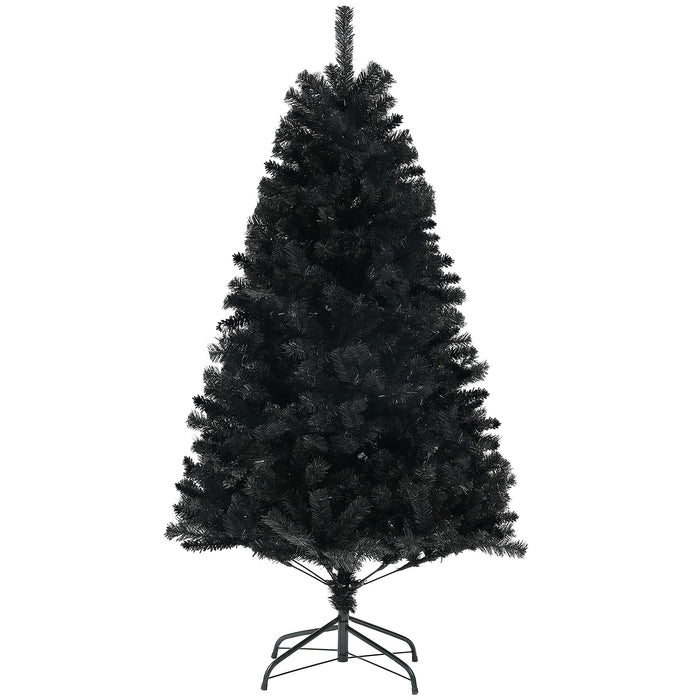 6FT Black Artificial Christmas Tree — 1000 Tips, Unlit, Auto - Open Hinged, Full Wide Shape, Steel Base - Monsta Online
