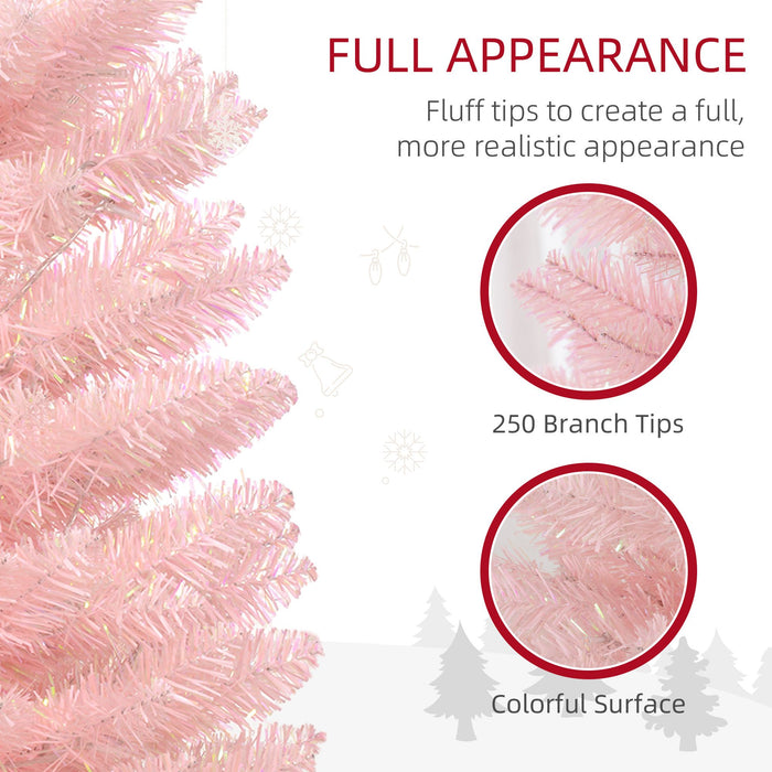 5FT Pink Pre - Lit Pencil Artificial Christmas Tree — 150 Colorful LED Lights, 8 Modes, 250 Tips, Steel Base - Monsta Online