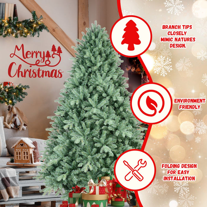 6FT Unlit Blue Spruce Artificial Christmas Tree — 1878 PE/PVC Tips, Hinged Metal Stand - Monsta Online