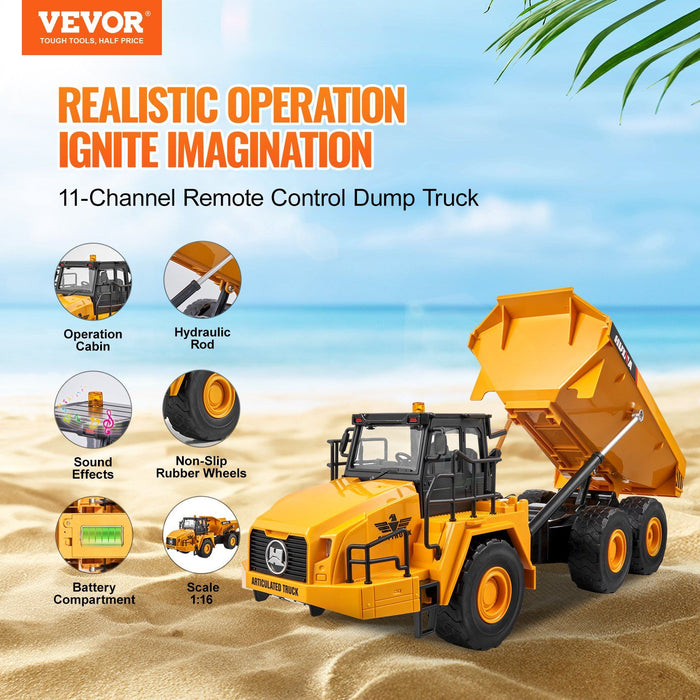 1:16 Scale RC Construction Dump Truck - Remote Controlled 11CH Toy for Outdoor Adventures - Monsta Online