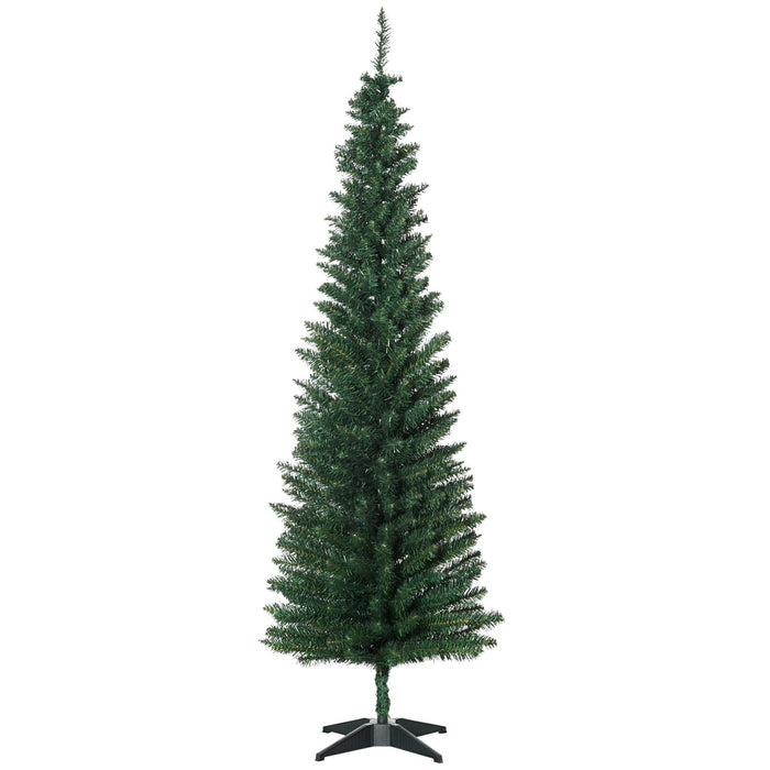 6FT Pencil Artificial Christmas Tree — 390 Tips, Unlit, Slim Hinged, Full Lush Appearance, Plastic Base - Monsta Online