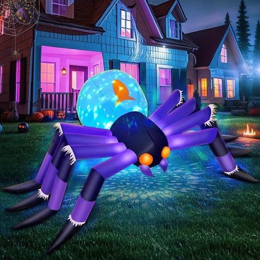 8ft Inflatable Halloween Spider – Outdoor Blow Up Decoration with 3 - Color Flame LEDs - Monsta Online