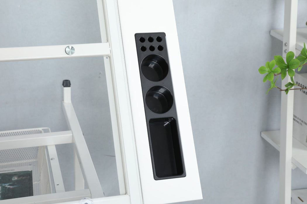 Sleek White Tempered Glass Drafting Table with Adjustable Features and Chair - Monsta Online