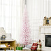 6FT Pink Snow Flocked Pencil Artificial Christmas Tree — 390 Tips, Unlit, Slim Realistic Branches, Metal Base - Monsta Online