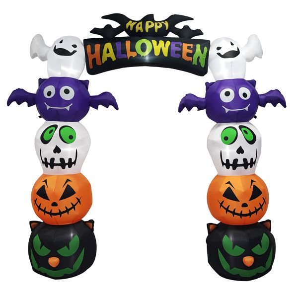 8.2FT Halloween Inflatable Pumpkin Archway with LED Lights – Giant Blow Up Halloween Decoration - Monsta Online