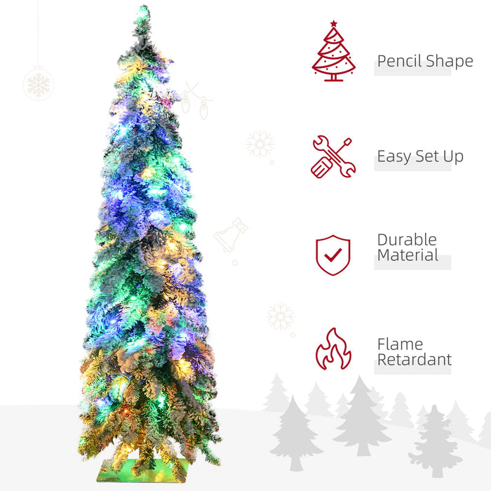 4FT Snow Flocked Pre - Lit Artificial Christmas Tree — 100 LED Lights, Warm White/Multicolor, 225 Tips, Downswept - Monsta Online